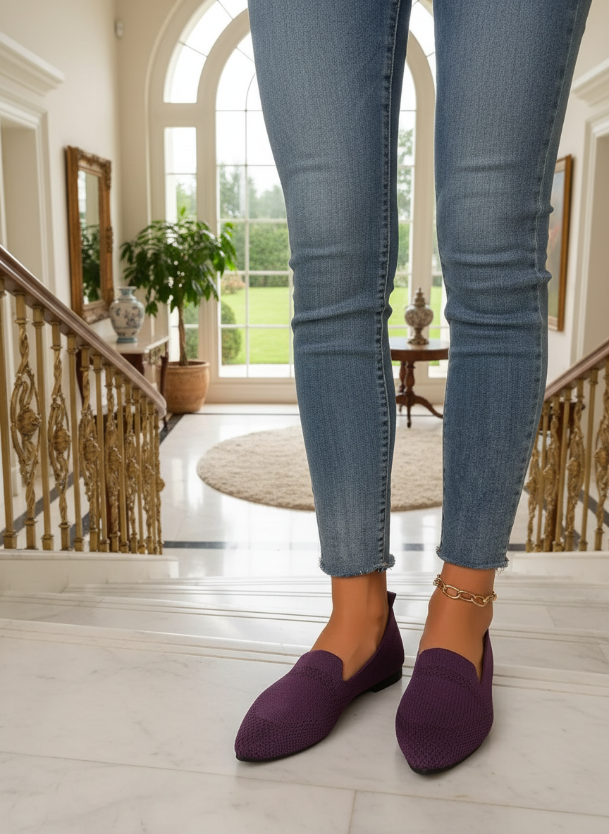 Pointed Toe Breathable Mesh Ballet Flats Slip-On Shoes Casual Lightweight Loafer