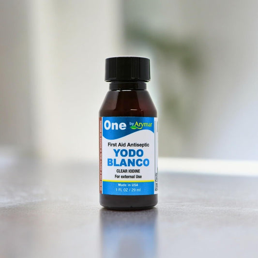 One YODO Blanco Decolorized Iodine 1oz No-Stain Antiseptic for Cuts Burns Arymar