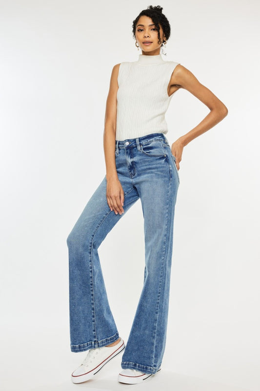 KanCan High-Rise Waist Pants Wide Leg Flare Relaxed Fit Boyfriend Jeans Denim