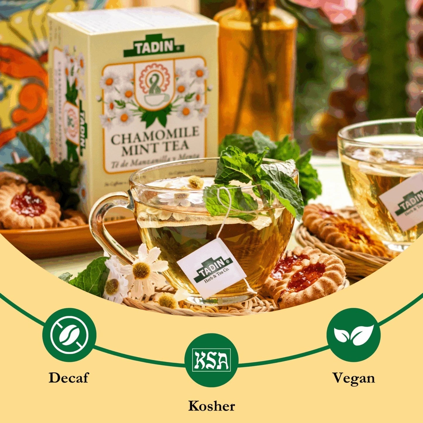 Tadin Chamomile Mint Tea Bags 24 Ct Herbal Tea with Chamomile & Mint Relaxation Digestion Sleep Support
