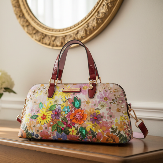 Nicole Lee USA Rhinestone Purse Satchel Handbag Dreams Blossom Convertible Bag