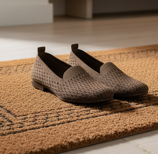 Square Toe Slip-On Mesh Knit Ballet Flats Breathable Lightweight Casual Shoes