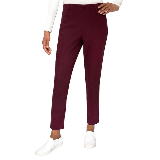 Mario Serrani Women Textured Pull-On Ankle Pants Slit Hem Stretch Slim Fit