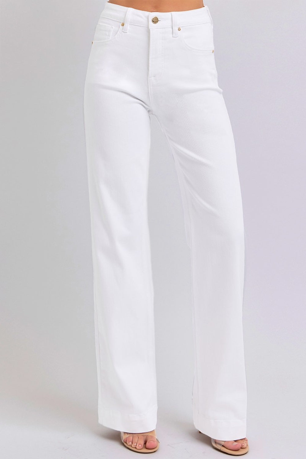 RISEN High-Rise Classic Straight Leg Relaxed Boyfriend Jeans Relaxed White Denim Pants