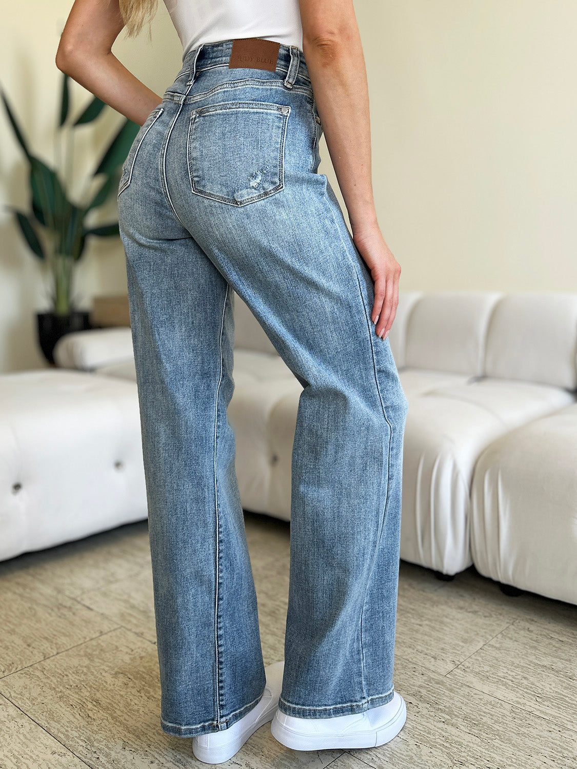 Judy Blue High-Rise Waist Denim Boyfriend Loose Fit Straight Leg Jean Pants