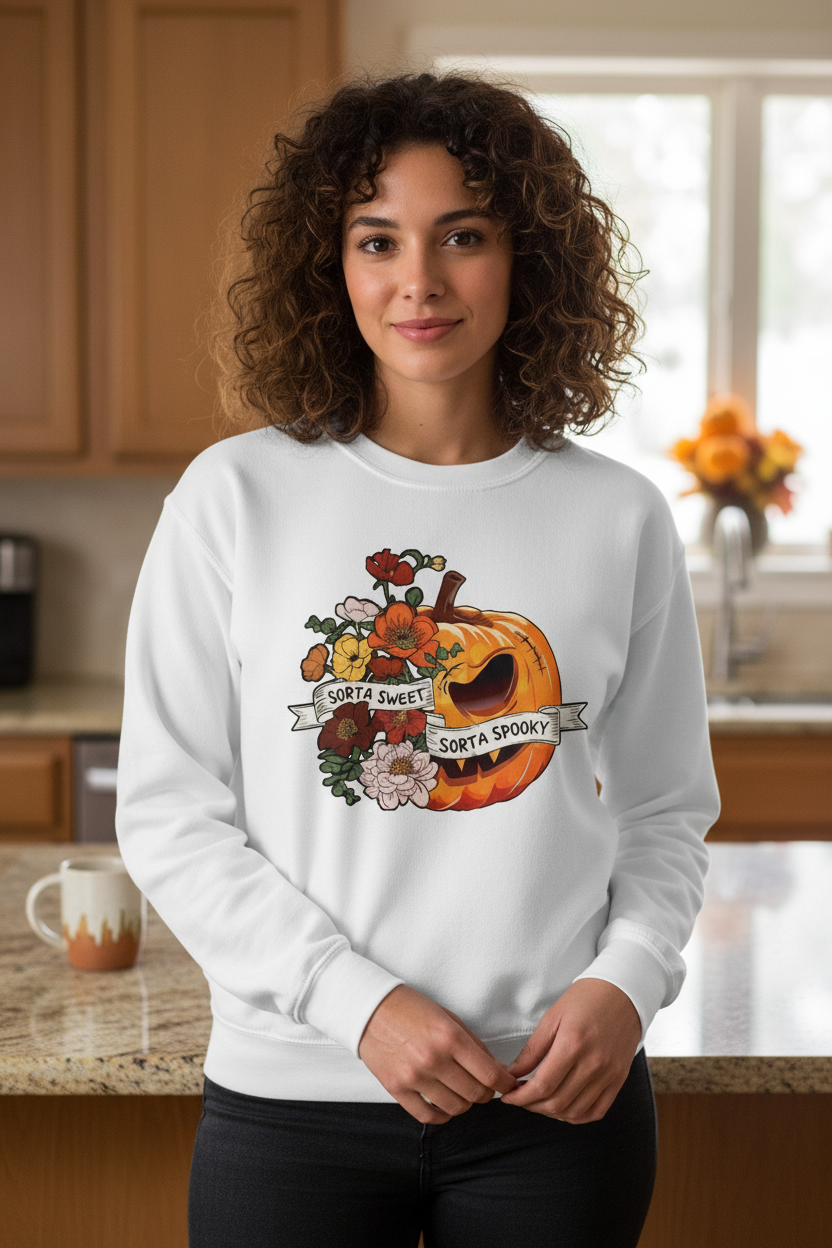 Halloween Pumpkin Jack-O-Lantern  Lightweight Pullover Sweatshirt