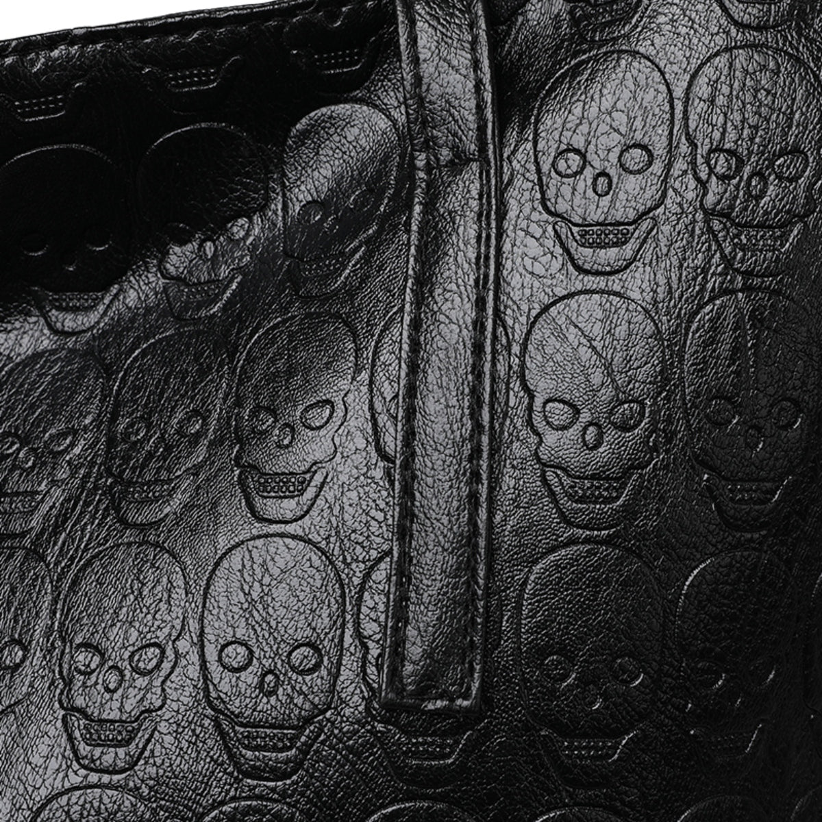 Skull Embossed Vegan Leather Purse Large Carry All Skeleton Tote Handbag