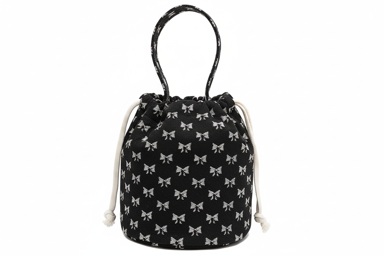 Nicole Lee Bow Denim Bucket Bag Heart Eye Convertible Crossbody Shoulder Purse