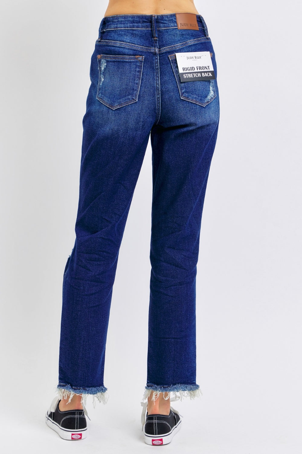 Judy Blue Tummy Control High-Rise Distressed Ridged Front Stretch Straight Leg Jeans Denim Pants