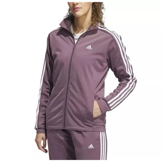 Adidas Womens Activewear Zip-up Track Jacket Athletic 3-Stripe Long Sleeve Top