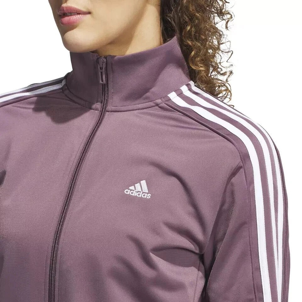 Adidas Womens Activewear Zip-up Track Jacket Athletic 3-Stripe Long Sleeve Top