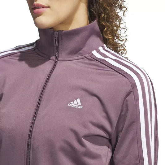 Adidas Womens Activewear Zip-up Track Jacket Athletic 3-Stripe Long Sleeve Top