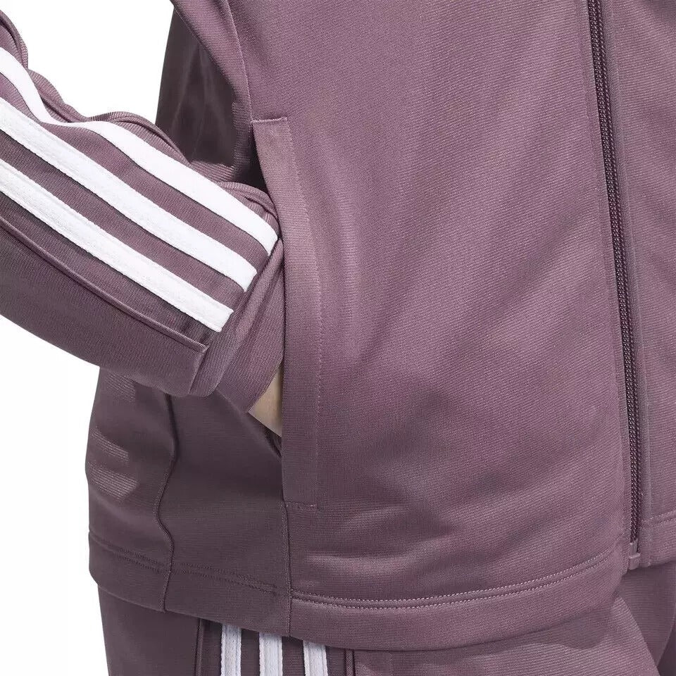 Adidas Womens Activewear Zip-up Track Jacket Athletic 3-Stripe Long Sleeve Top