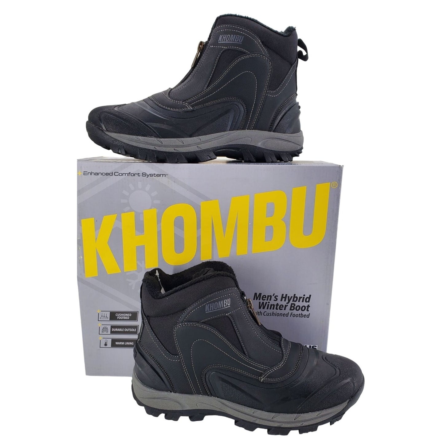 KHOMBU Boots Mens Mason Outdoor Waterproof Rugged Slip-on Zipper Front Shoes