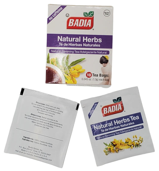 Badia Natural Herbs Slimming Caffeine-Free Tea Bag Herbal Cassia Acutiforlia Drink Box of 10
