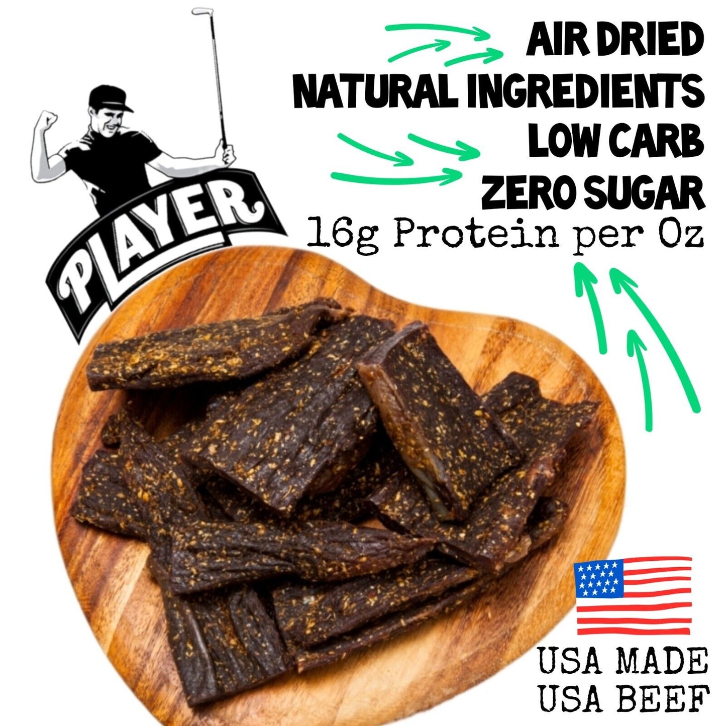 Biltong Jerky South African Style Air Dried Beef Biltong Made in USA by Player Brand