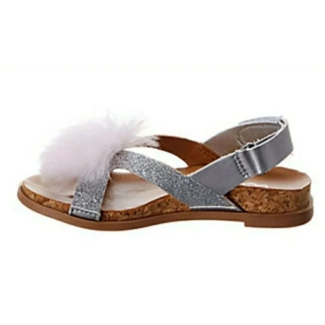 UGG Australia Sandals Girls 3 Pom-pom Glitter Open-toe Kids Shoes FONDA