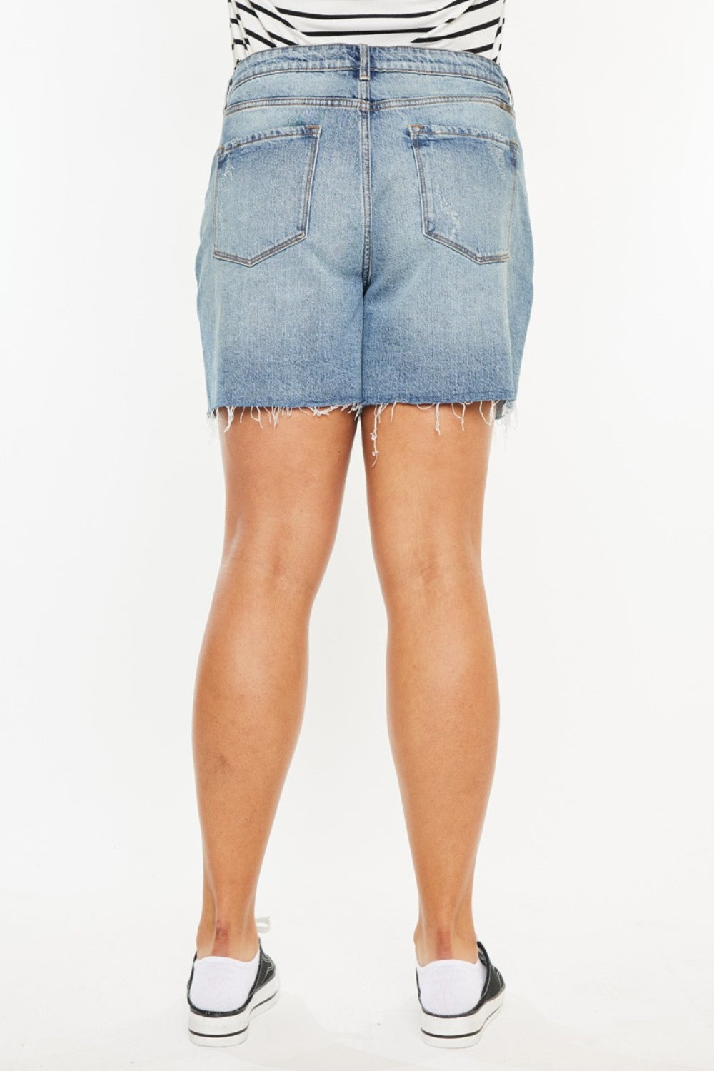 KanCan High Rise Waist Distressed Denim Cut-off Frayed Hem Acid Wash Jean Shorts