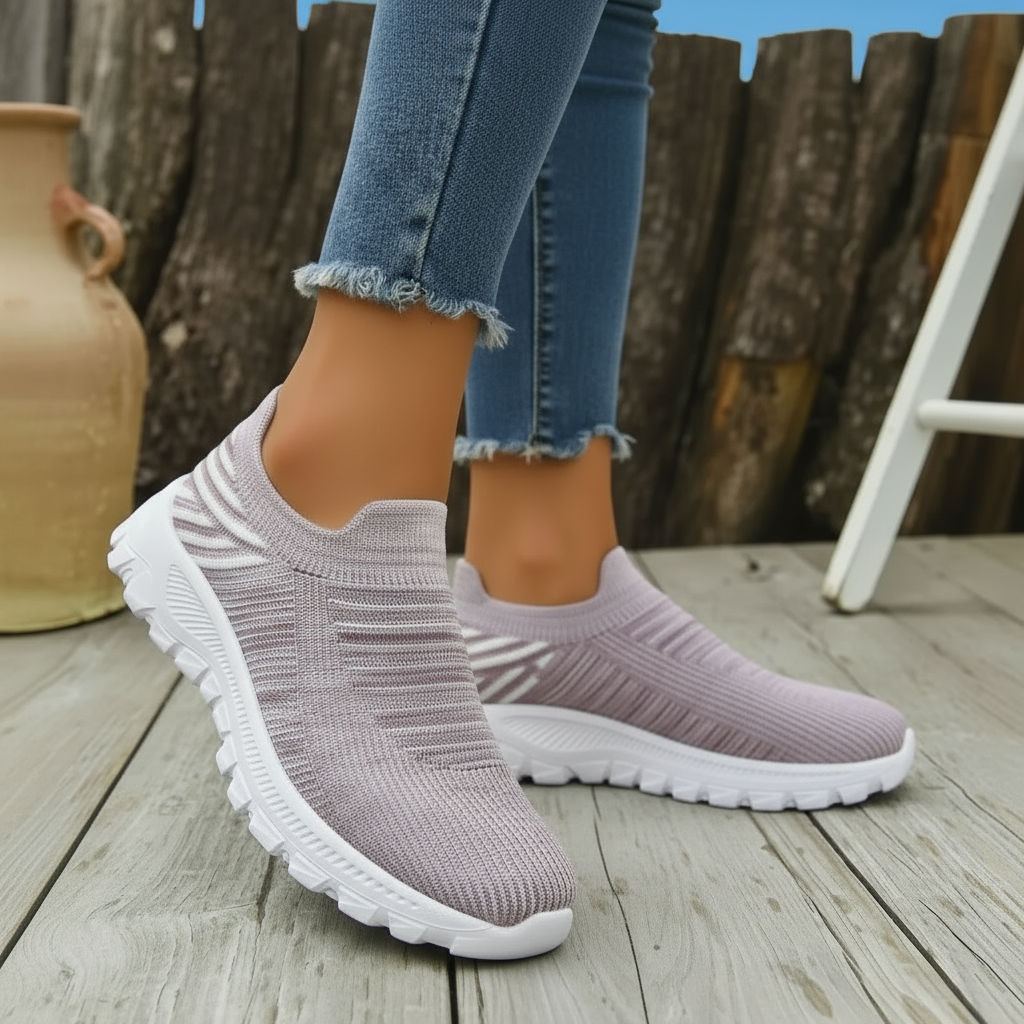 Mesh Knit Slip-on Sneakers Breathable Athleisure Sporty Shoes Casual Athletic