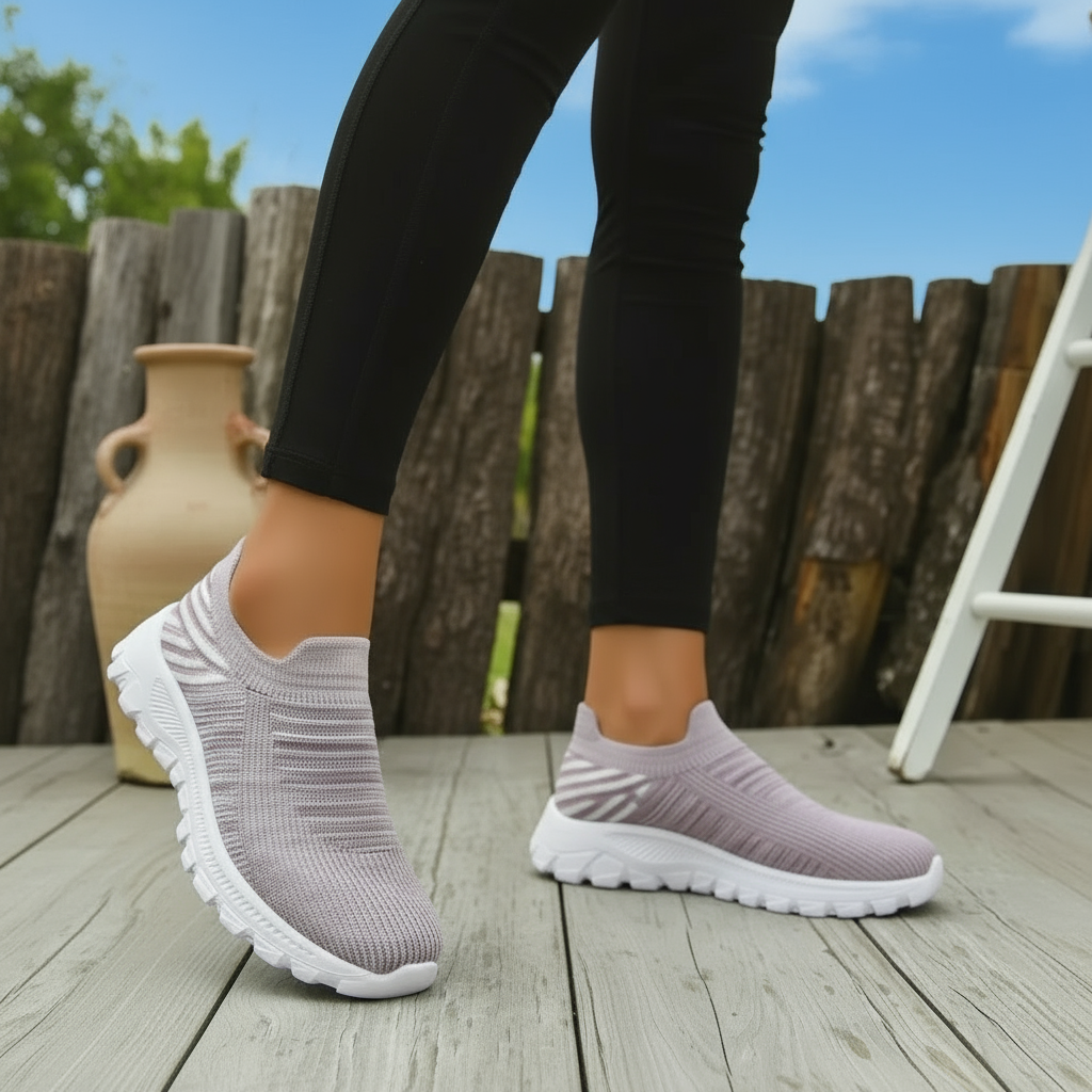 Mesh Knit Slip-on Sneakers Breathable Athleisure Sporty Shoes Casual Athletic