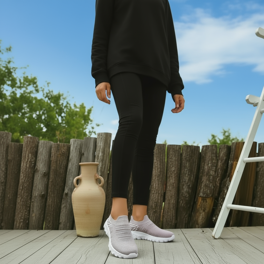 Mesh Knit Slip-on Sneakers Breathable Athleisure Sporty Shoes Casual Athletic