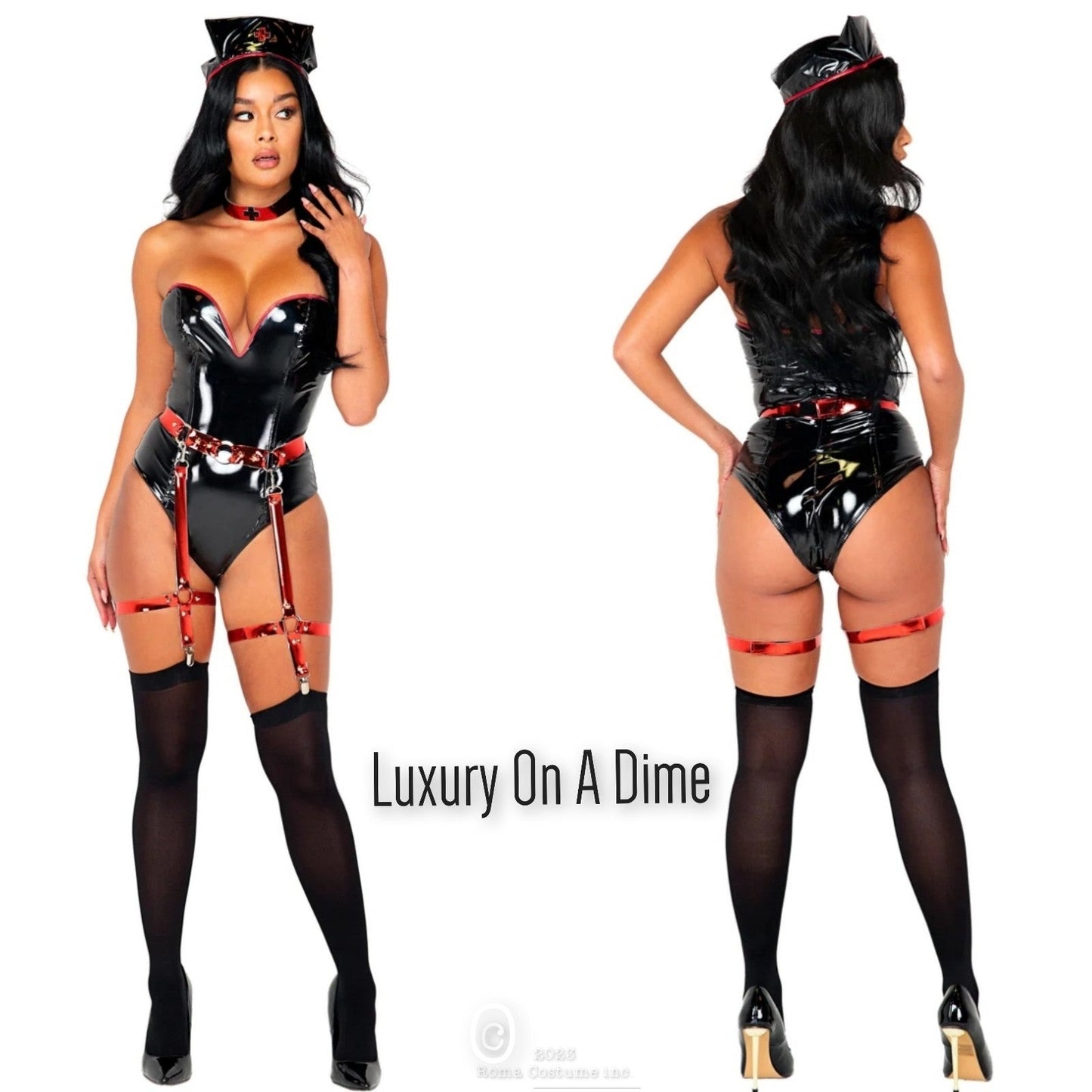 4-Piece Dark Naughty Nurse Seductive Sexy Adult Women Costume Cosplay