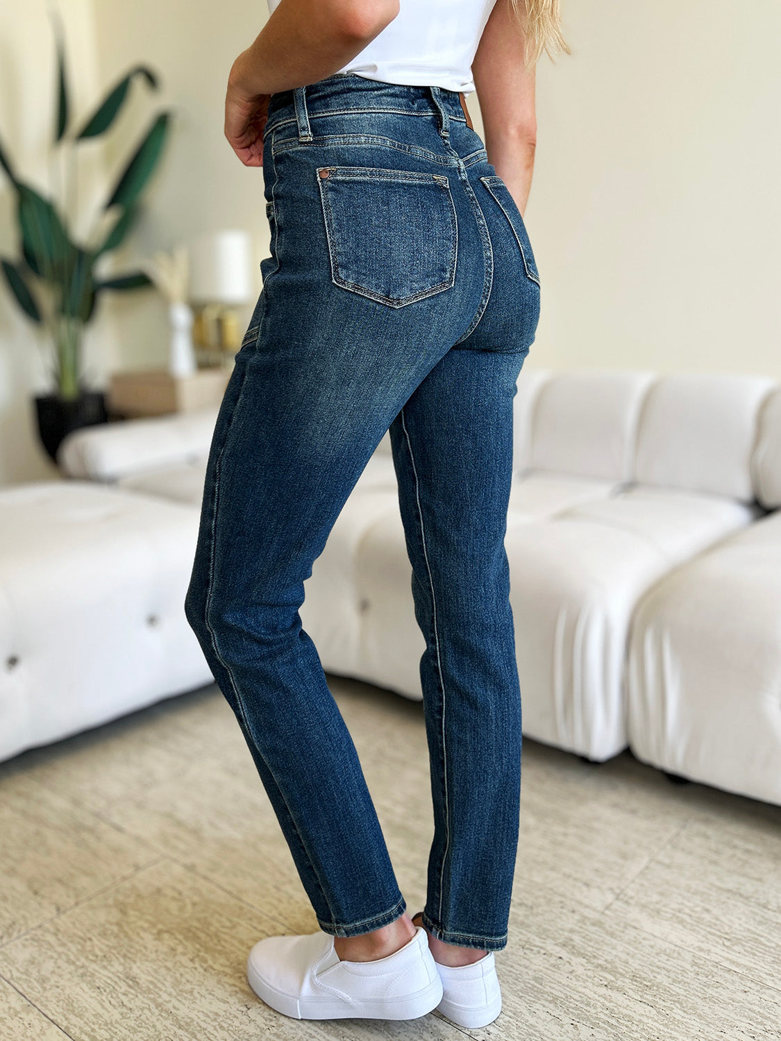 High Waist Skinny Stretch Slim Retro 90s Mom Patch Pocket Jean Pants Judy Blue