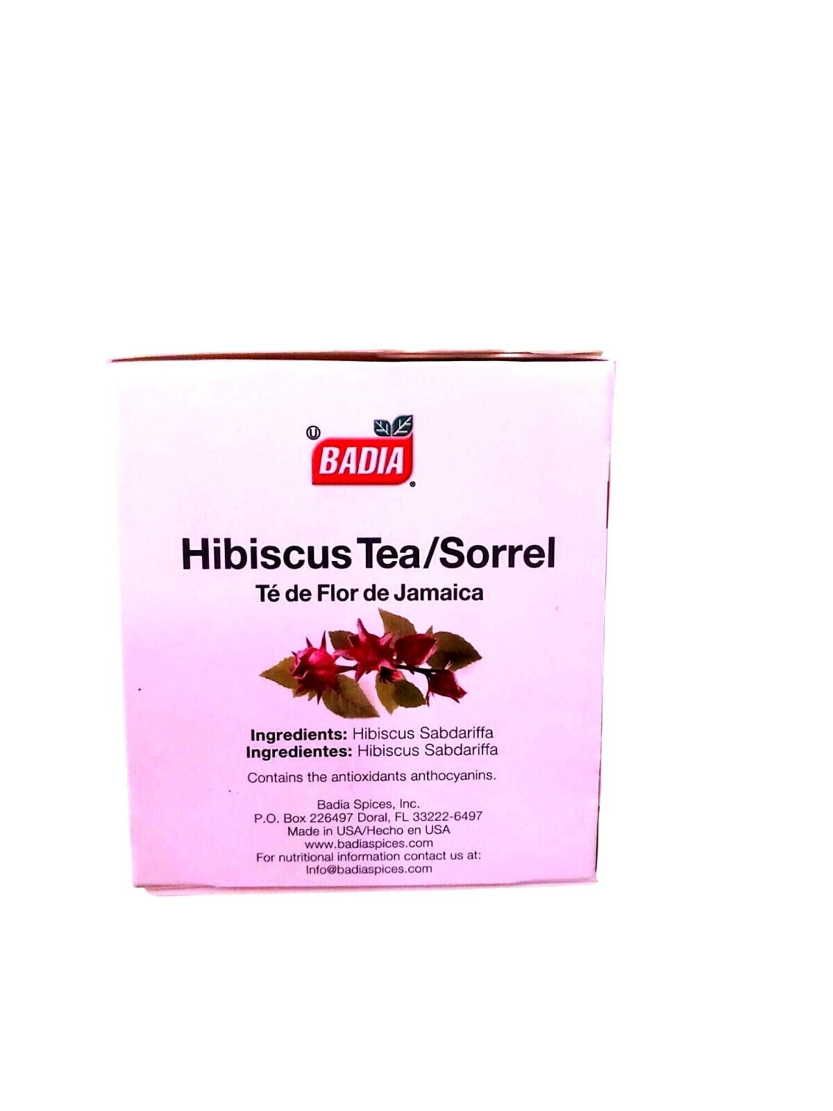 Badia Hibiscus Tea/Sorrel Te de Flor de Jamaica Natural Antioxidant 25 Tea Bags