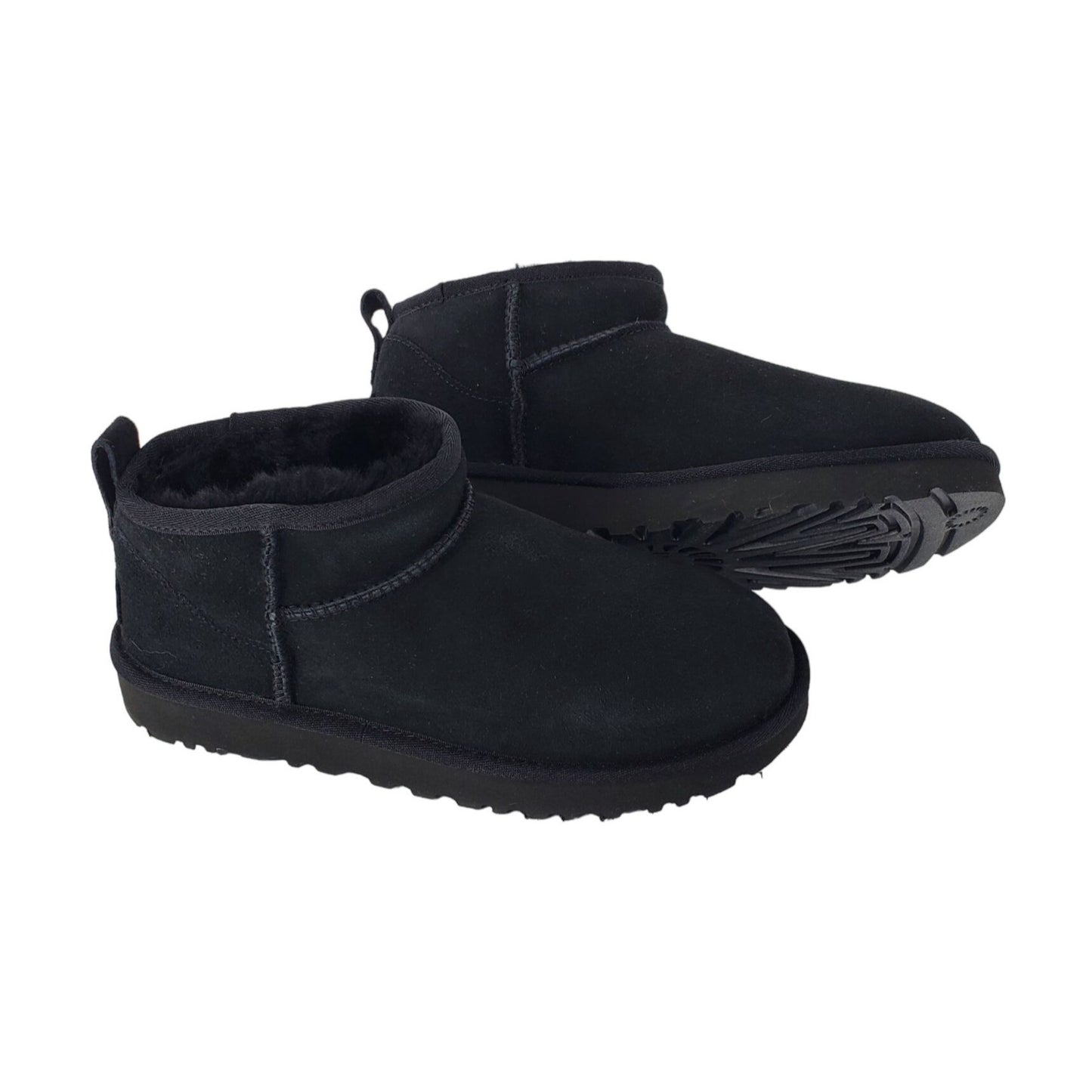 Ugg Classic Ultra Mini Boots Womens Suede Fur Ankle Slip-on Shoes Black