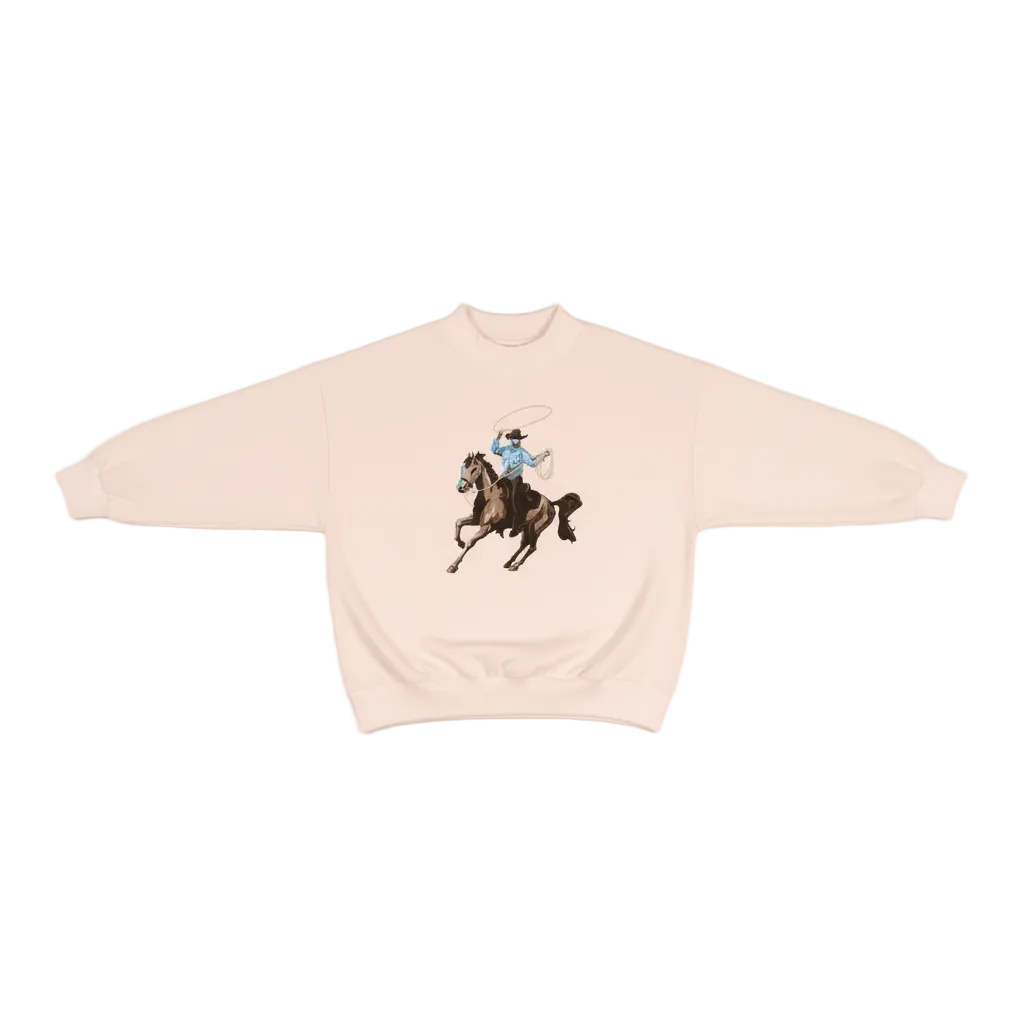 Western Cowboy Rodeo Mock Neck Sweatshirt Oversized Boxy Pullover Top