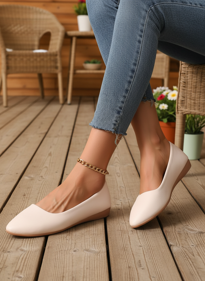 Almond Toe Slip-On Ballet Flats Faux Smooth Buffed Vegan Leather Loafer Shoes