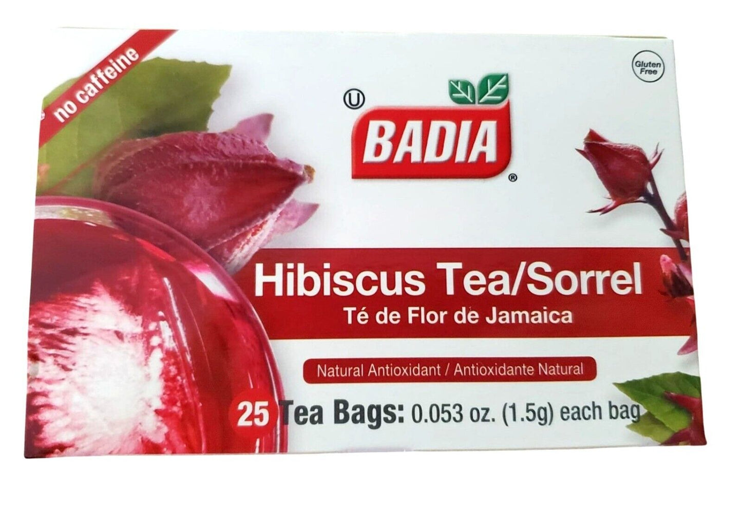 Badia Hibiscus Tea/Sorrel Te de Flor de Jamaica Natural Antioxidant 25 Tea Bags