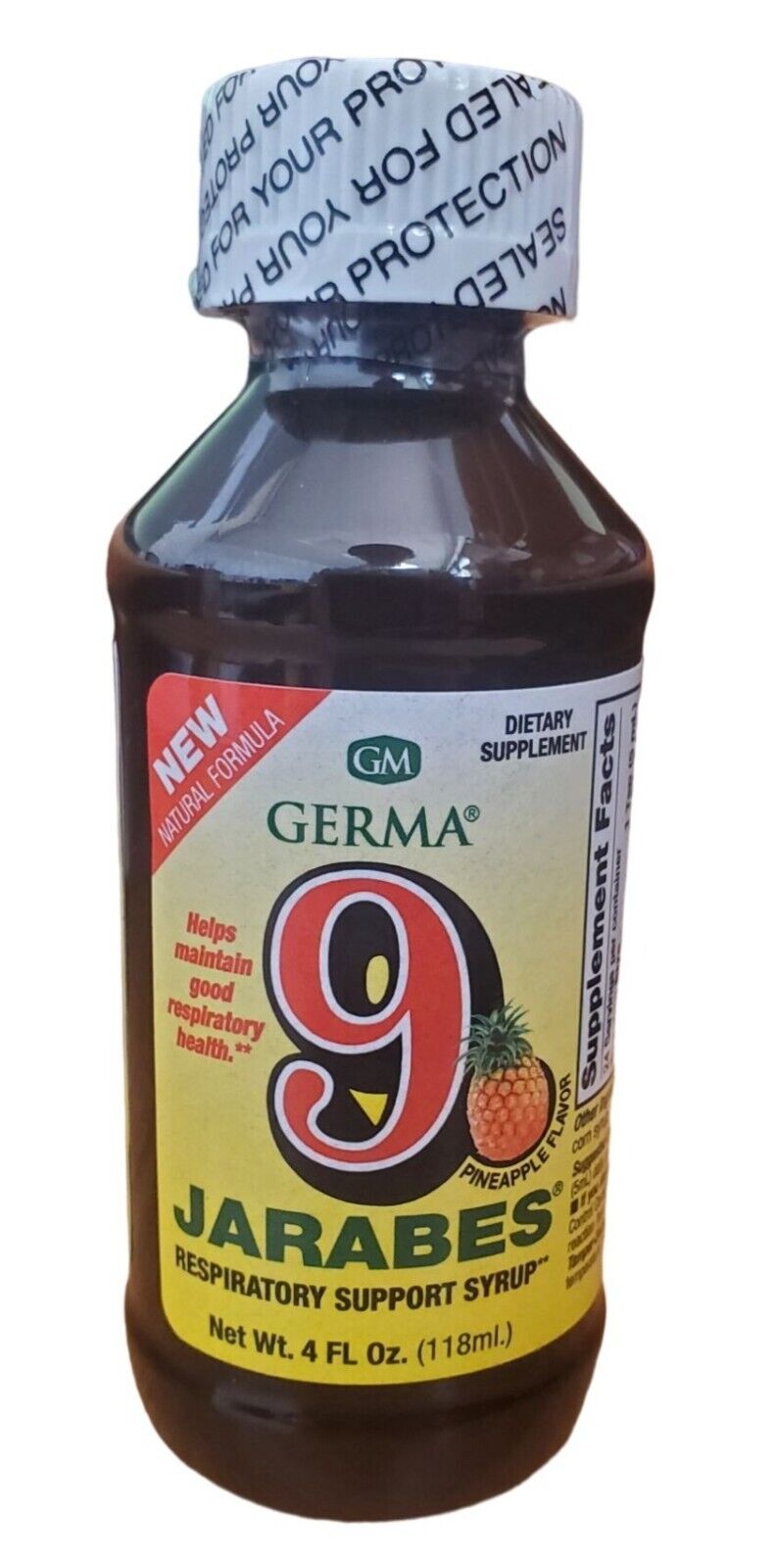 Germa 9 Jarabes Syrup Pineapple Flavor Dietary Supplement 4 oz