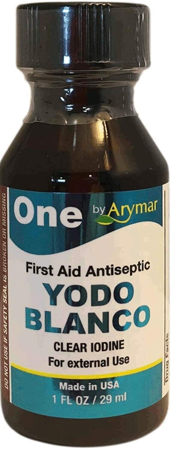 One YODO Blanco Decolorized Iodine 1oz No-Stain Antiseptic for Cuts Burns Arymar