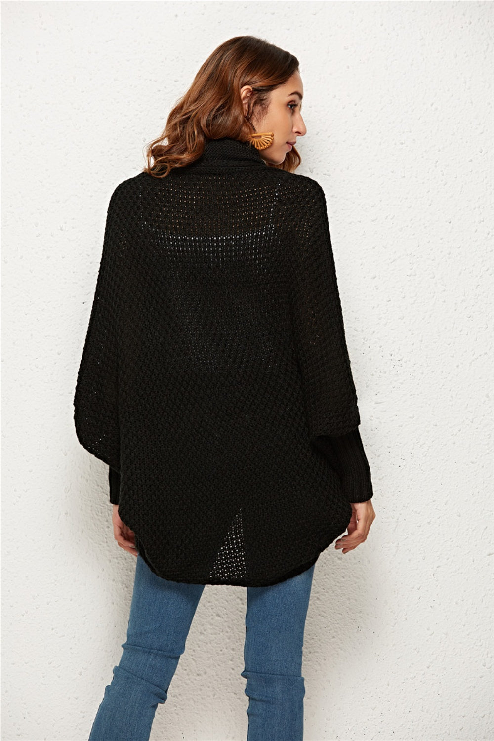 Oversized Knit Cardigan Batwing Sleeve Lightweight Baggy Open Front Sweater