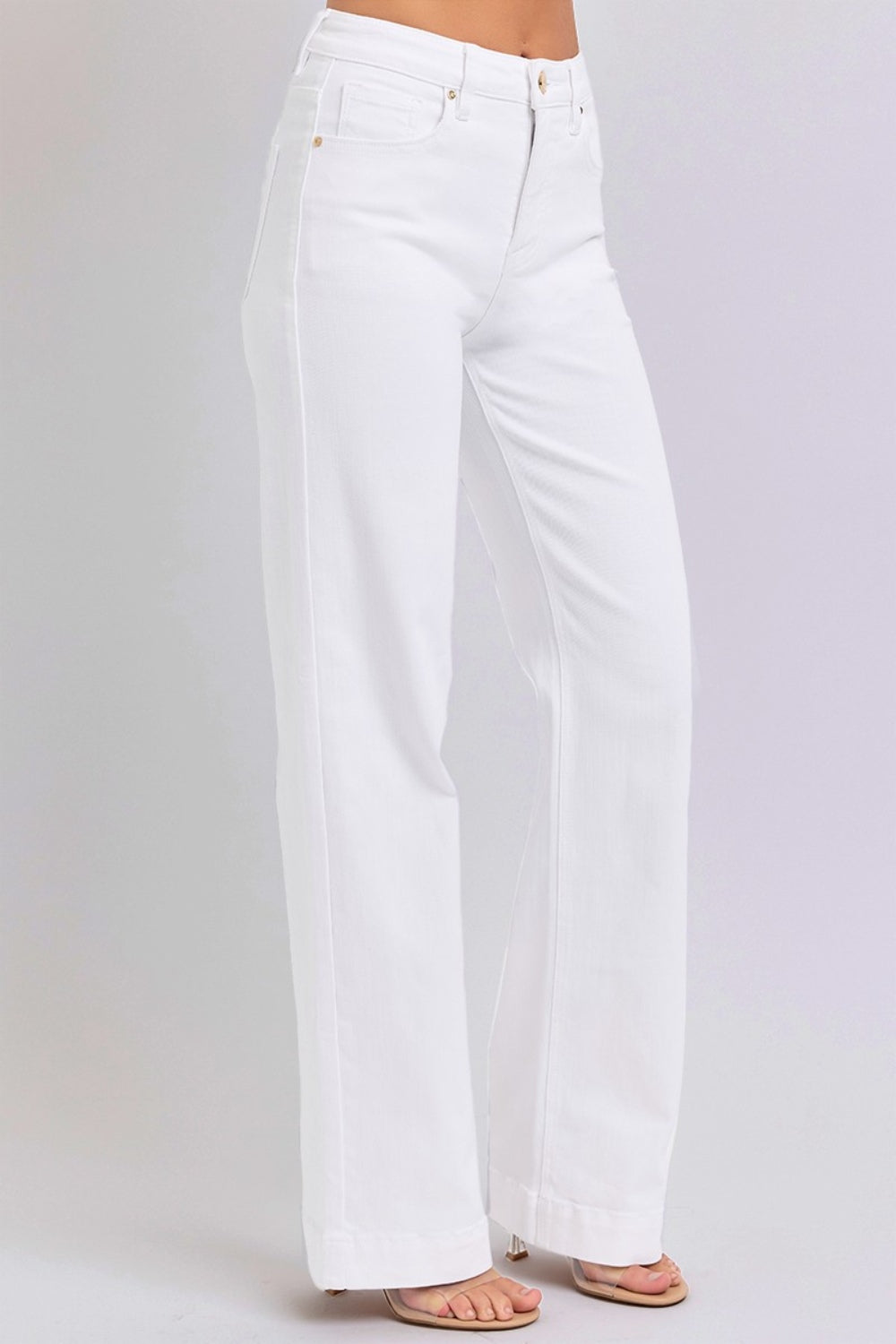 RISEN High-Rise Classic Straight Leg Relaxed Boyfriend Jeans Relaxed White Denim Pants