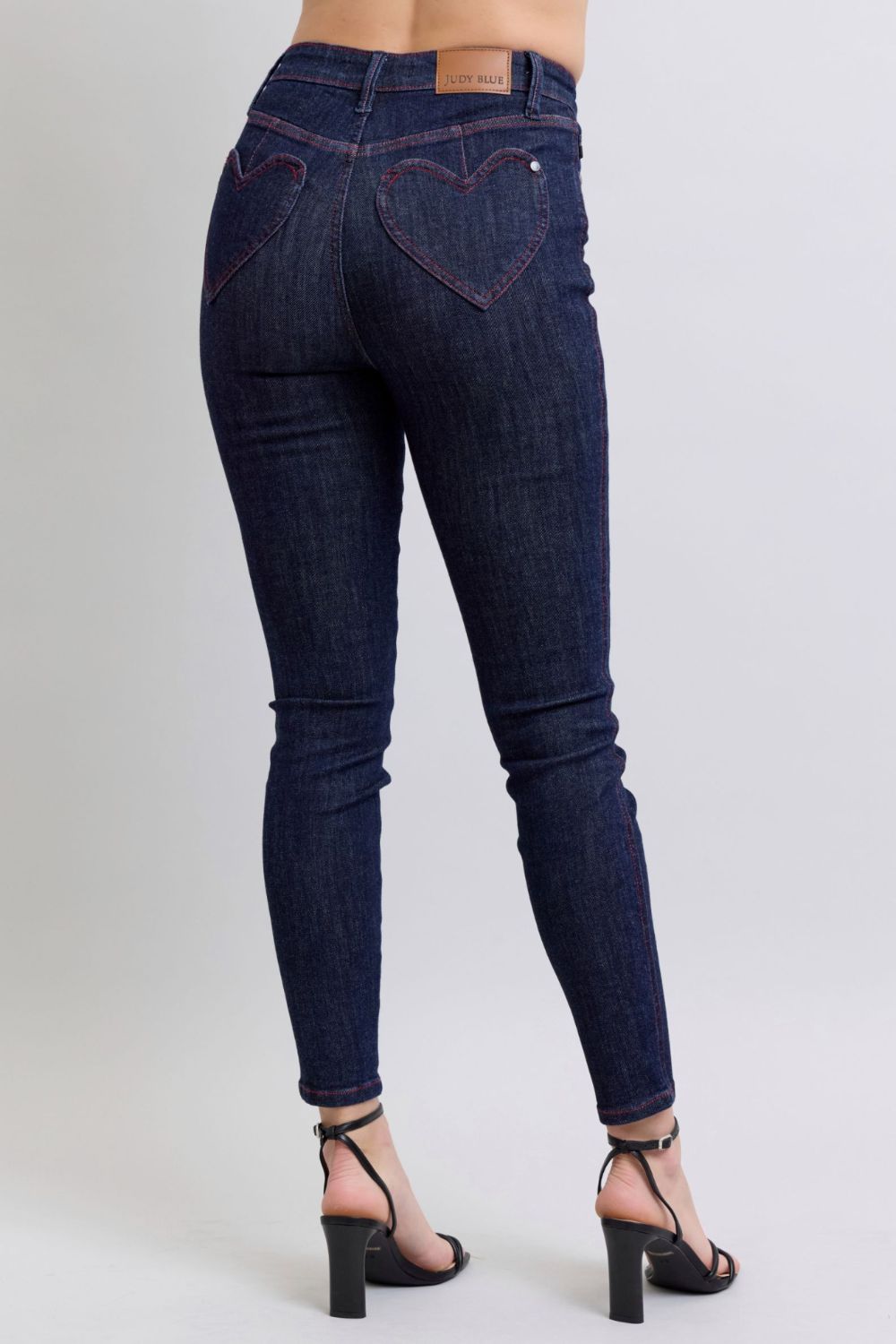 Judy Blue Heart Pocket Skinny High-Rise Stretch Denim Jeans Slim Ankle Pants