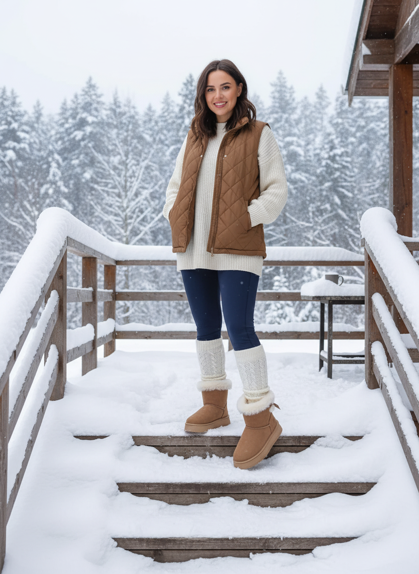 Classic Short Boots Bow Round Toe Platform Faux Fur Vegan Suede Winter Shoes