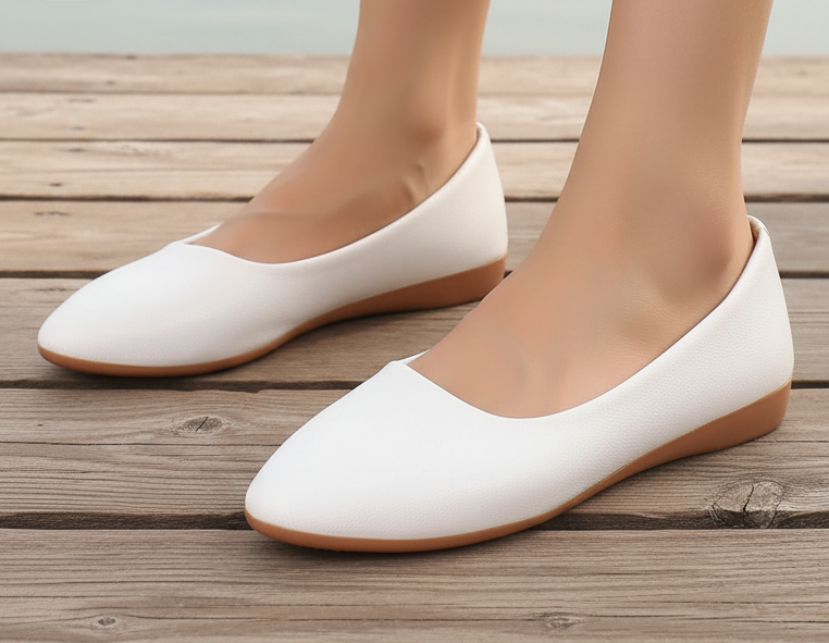 Almond Toe Slip-On Ballet Flats Faux Smooth Buffed Vegan Leather Loafer Shoes