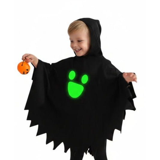 Glow In The Dark Toddler Halloween Ghost Costume Kids Party Hooded Cloak Unisex Childrens Pullover