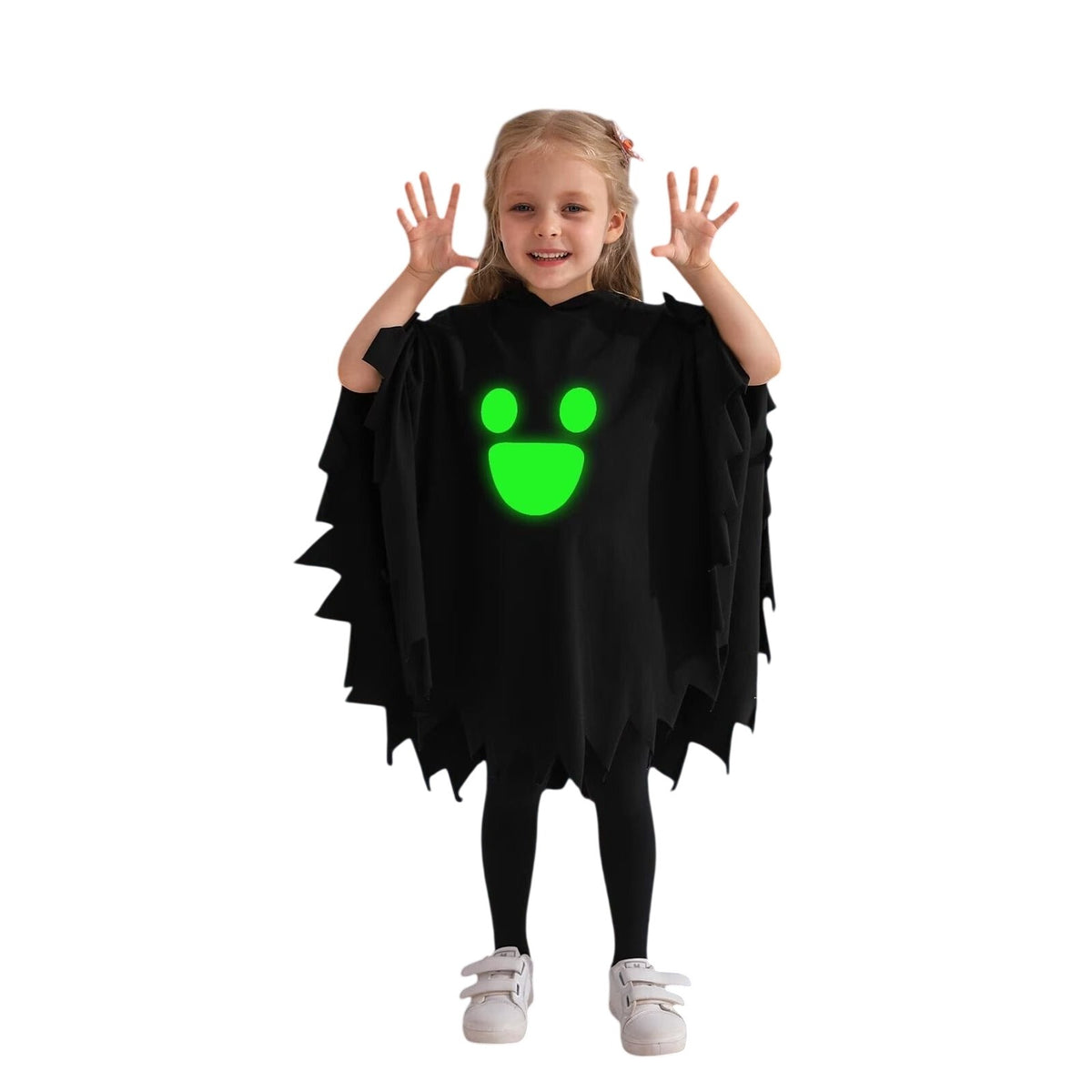 Glow In The Dark Toddler Halloween Ghost Costume Kids Party Hooded Cloak Unisex Childrens Pullover
