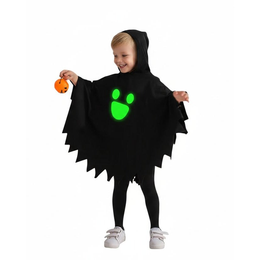 Glow In The Dark Toddler Halloween Ghost Costume Kids Party Hooded Cloak Unisex Childrens Pullover