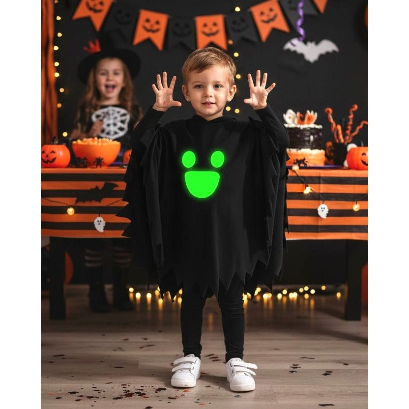 Glow In The Dark Toddler Halloween Ghost Costume Kids Party Hooded Cloak Unisex Childrens Pullover