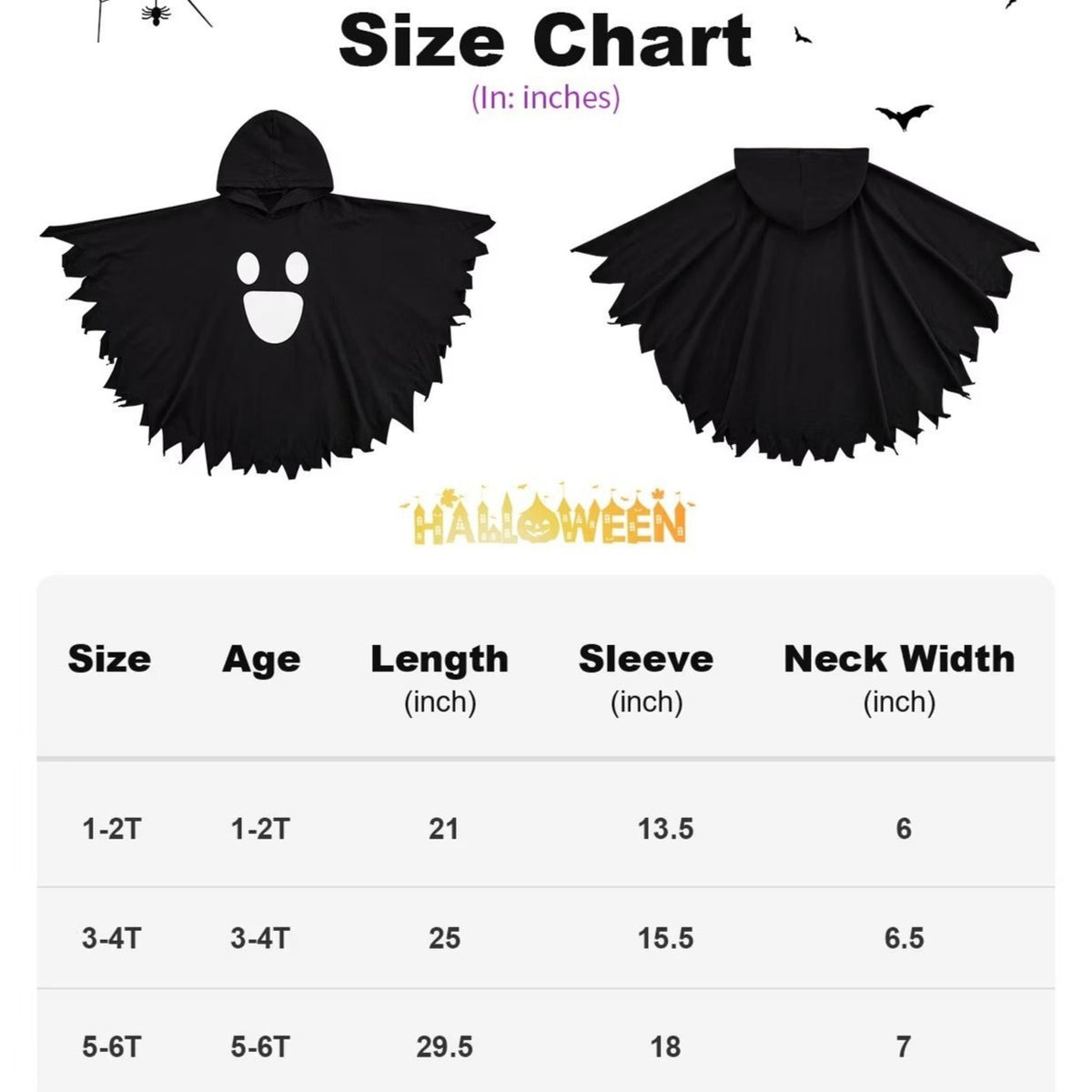 Glow In The Dark Toddler Halloween Ghost Costume Kids Party Hooded Cloak Unisex Childrens Pullover
