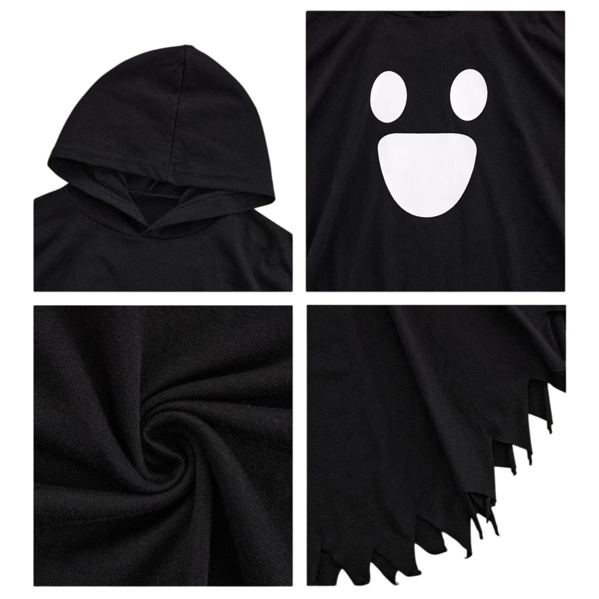 Glow In The Dark Toddler Halloween Ghost Costume Kids Party Hooded Cloak Unisex Childrens Pullover