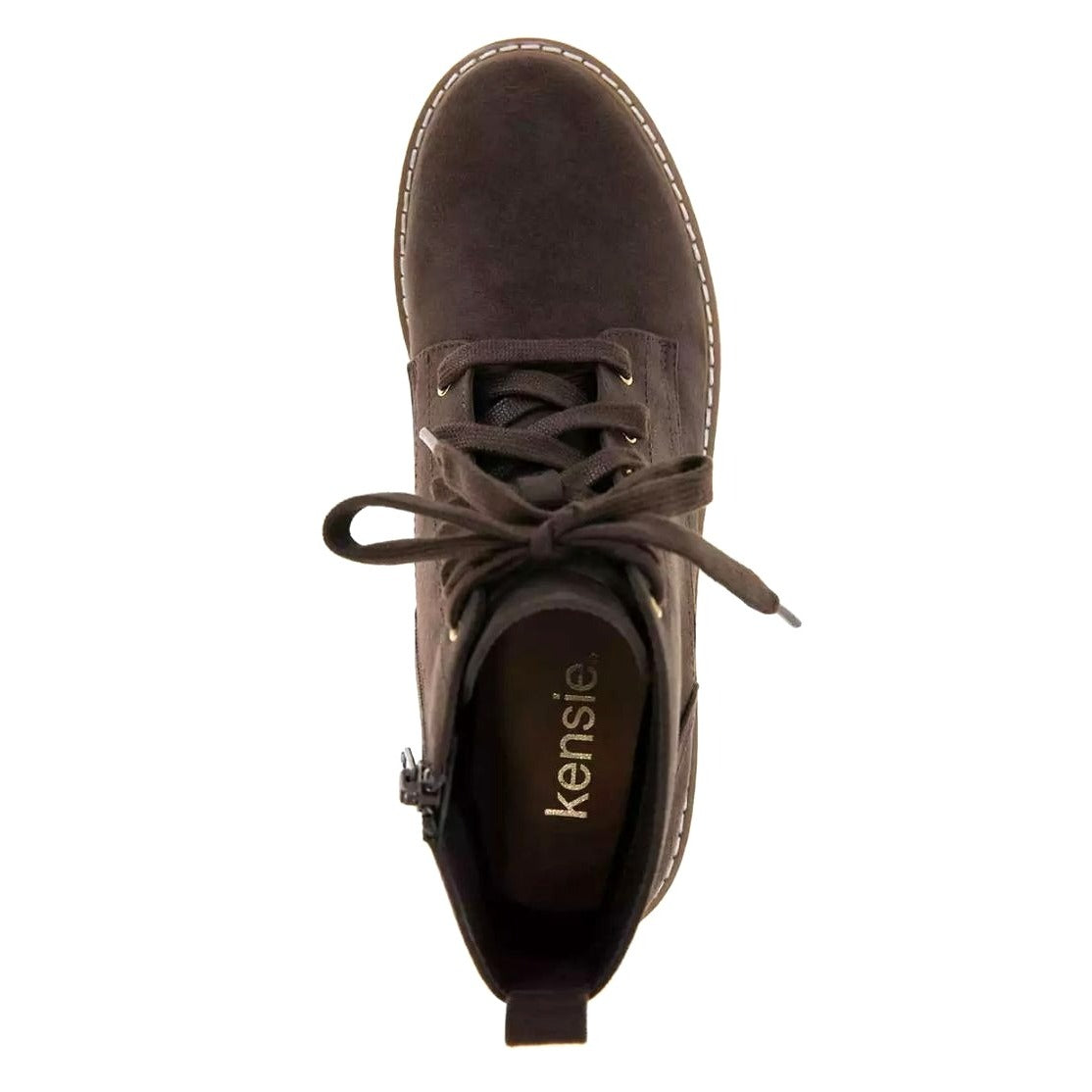 Kensie Boots Kasha Combat Lace Up Zip Vegan Suede Chunky Lug Platform Shoes