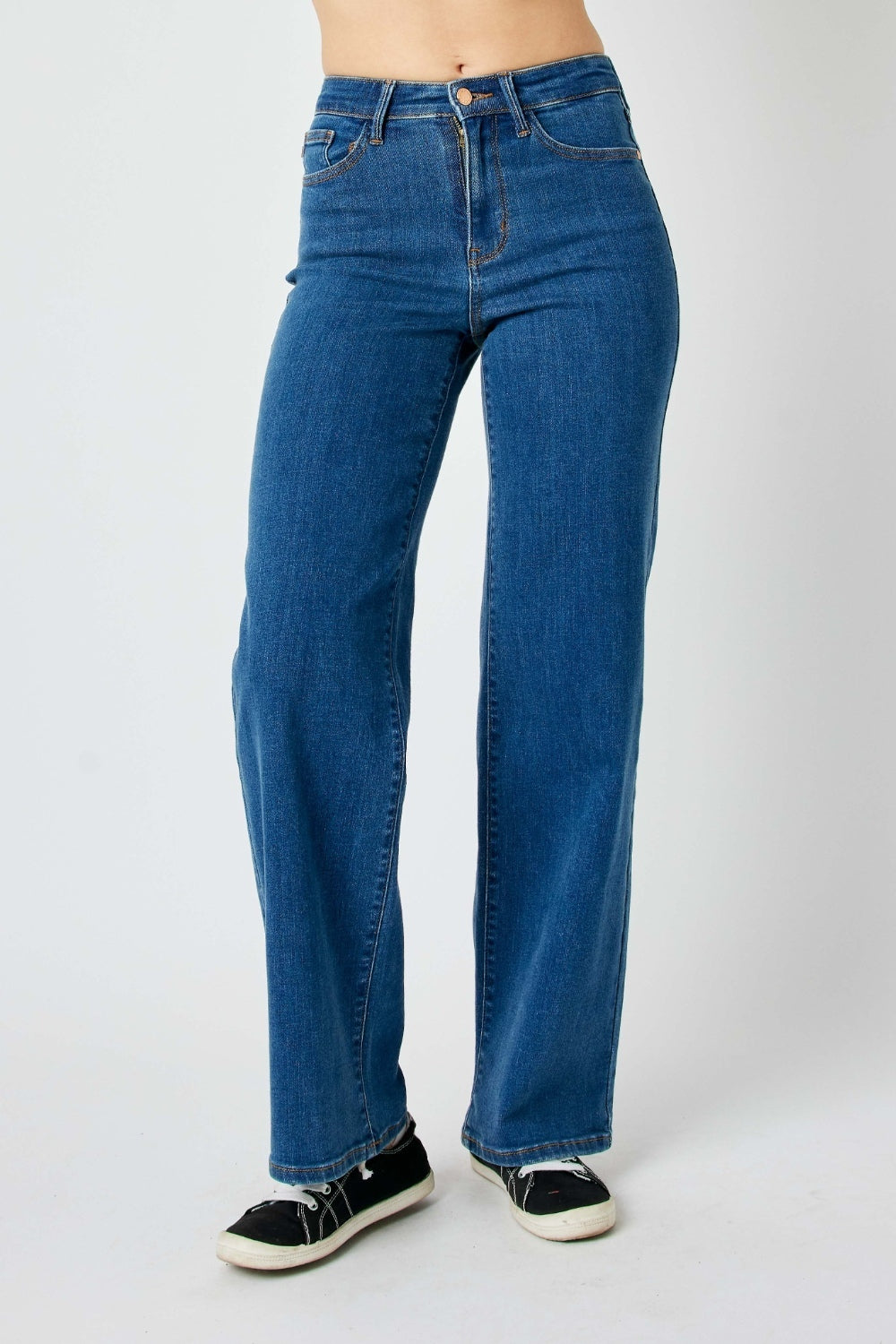 Judy Blue High-Rise Waist Denim Boyfriend Classic Straight Leg Jean Pants