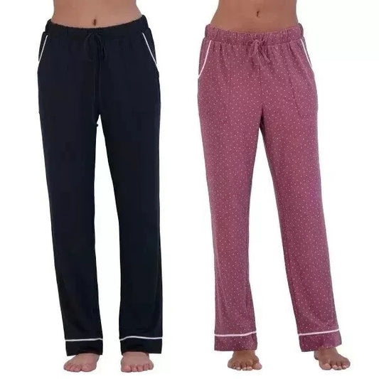Lucky Brand Women's Lounge Pants 2-pack Set Drawstring Elastic Waist Relaxed Fit Leisure Loungewear