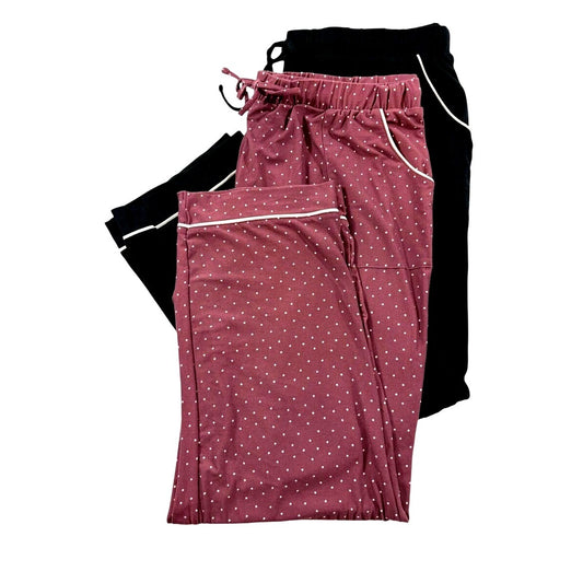 Lucky Brand Women's Lounge Pants 2-pack Set Drawstring Elastic Waist Relaxed Fit Leisure Loungewear