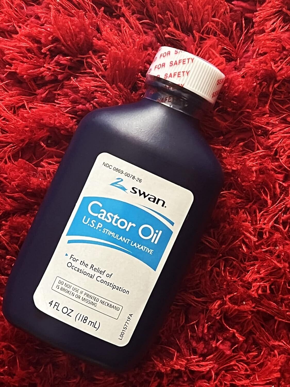 Swan Castor Oil Stimulant Laxative for relief of occasional constipation 4oz